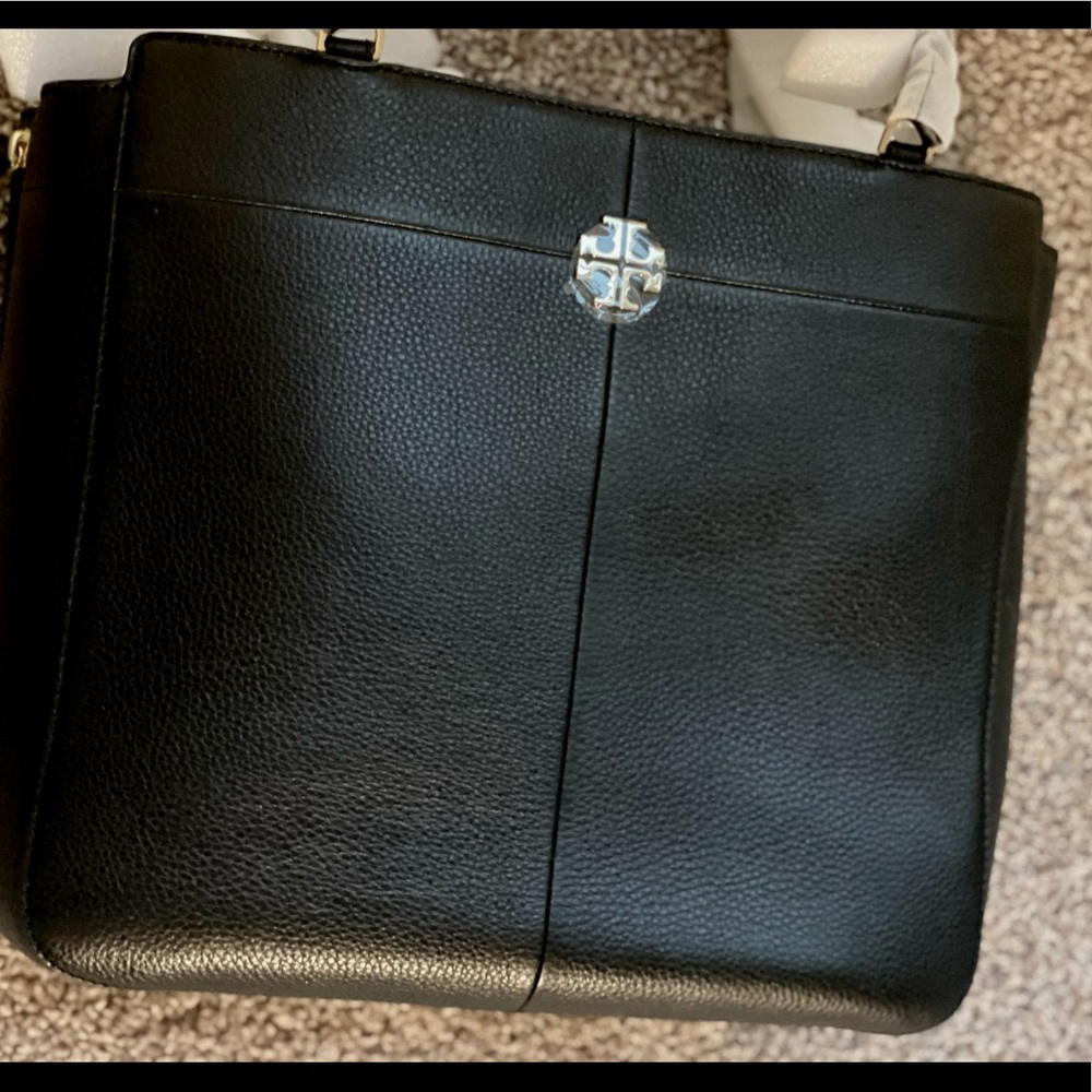 Tory Burch Purse Leather Tote Laptop Bag Ivy Side Zipper Gold Hardware New NWT - Picture 9 of 16